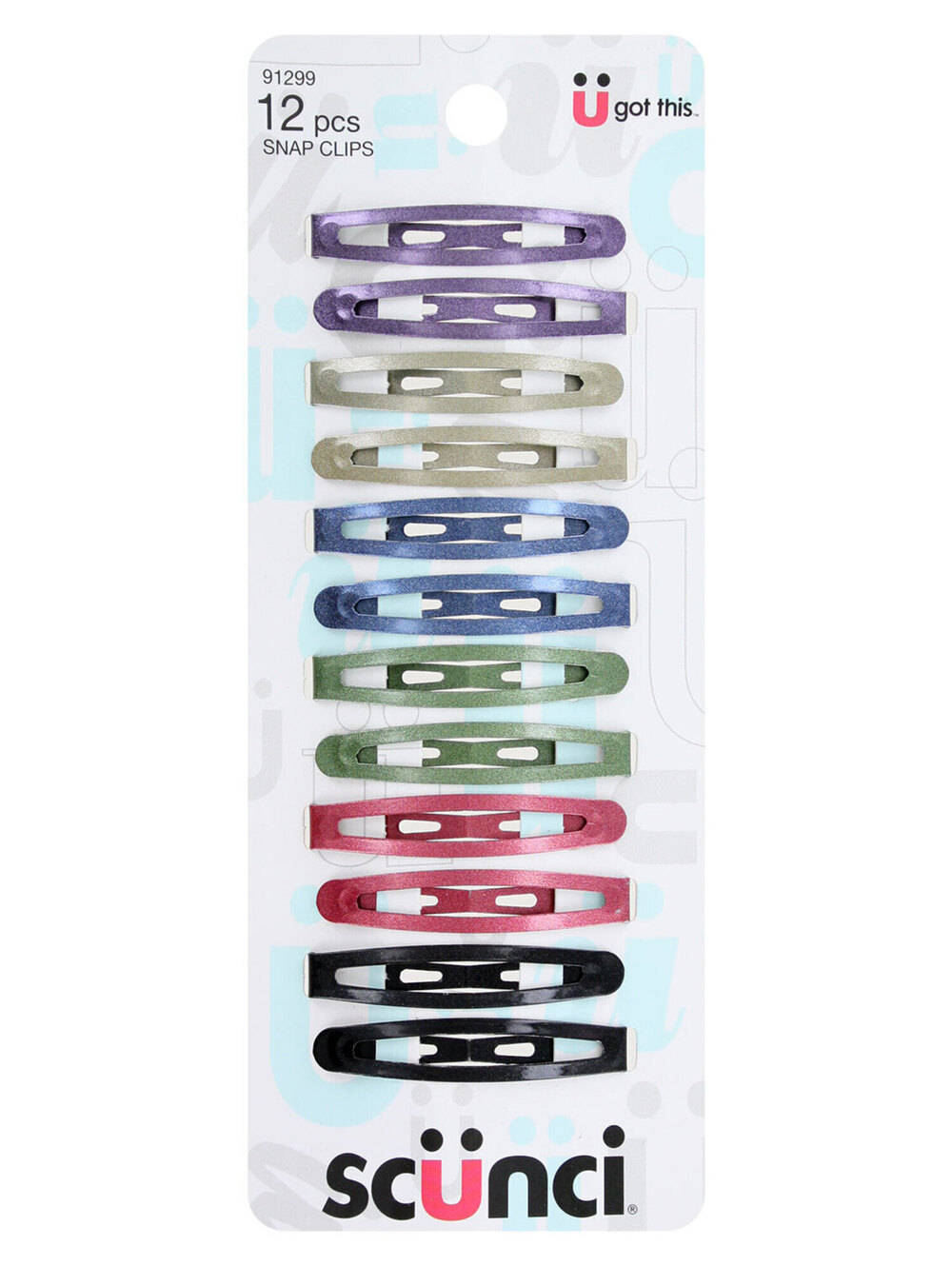 LOT 3 PACK 36 CLIPS Scunci U Got This Hair Snap Clips, Assorted Colors, 12-Count